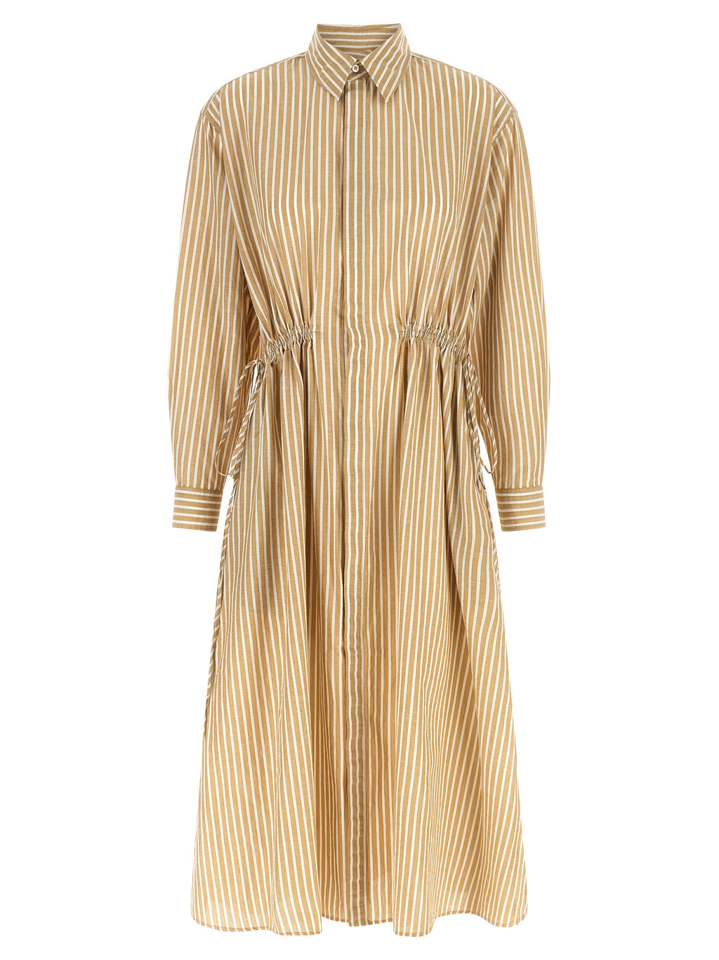 Beige Cotton Midi Dress