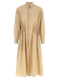 Beige Cotton Midi Dress