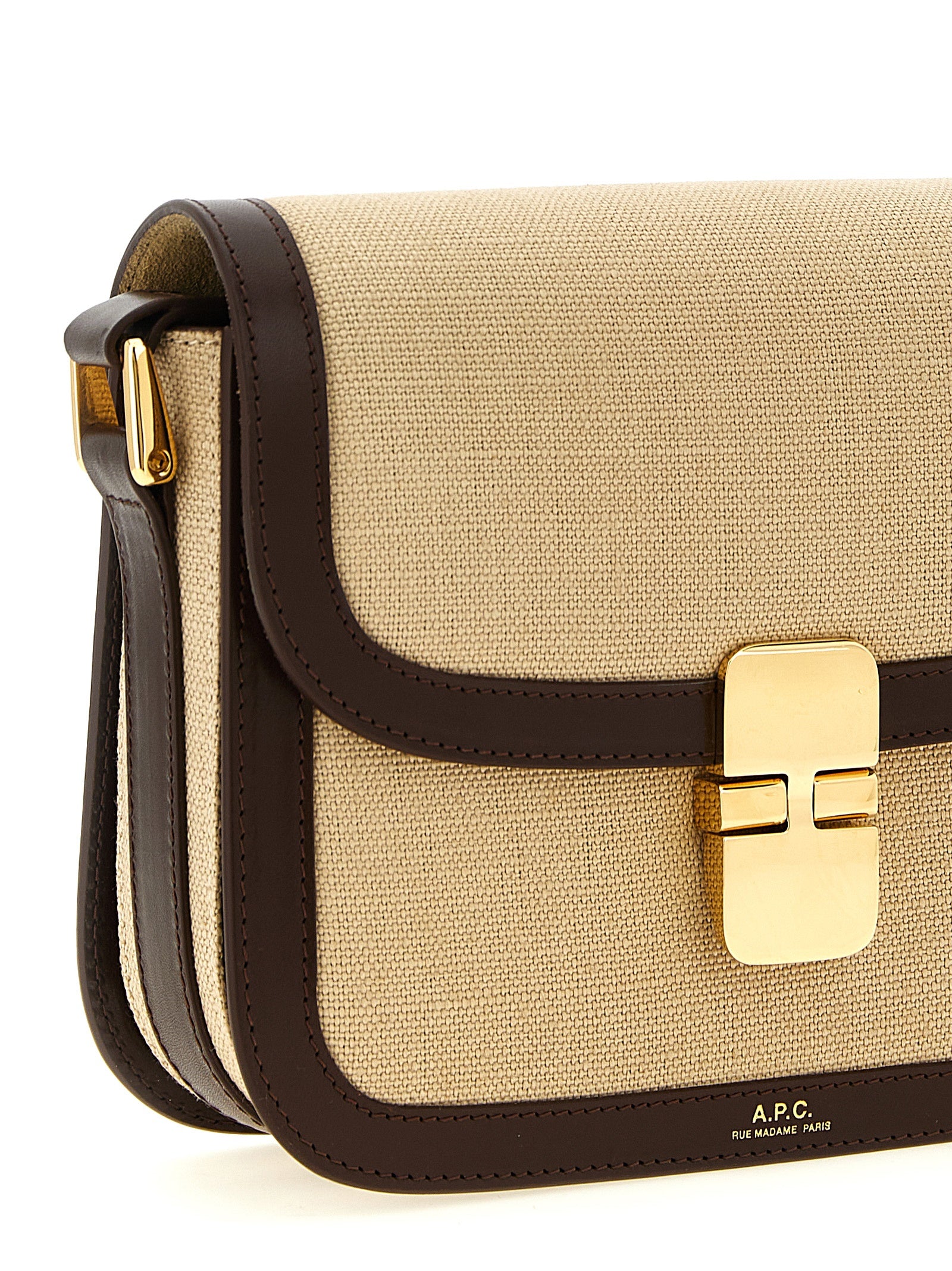 Beige Cotton Crossbody Bag