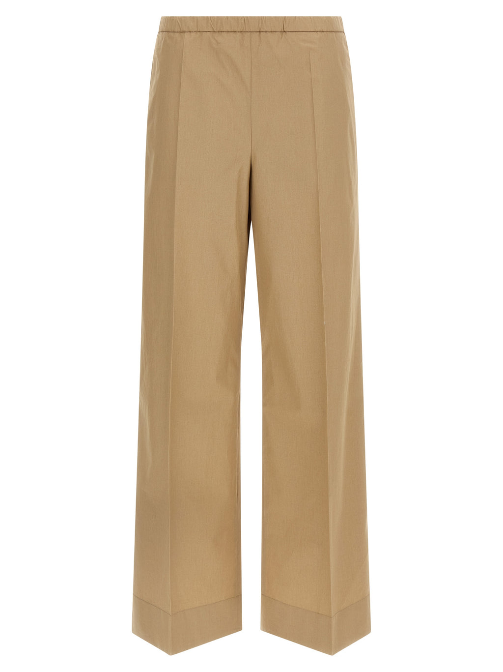 Beige Cotton Casual Pants