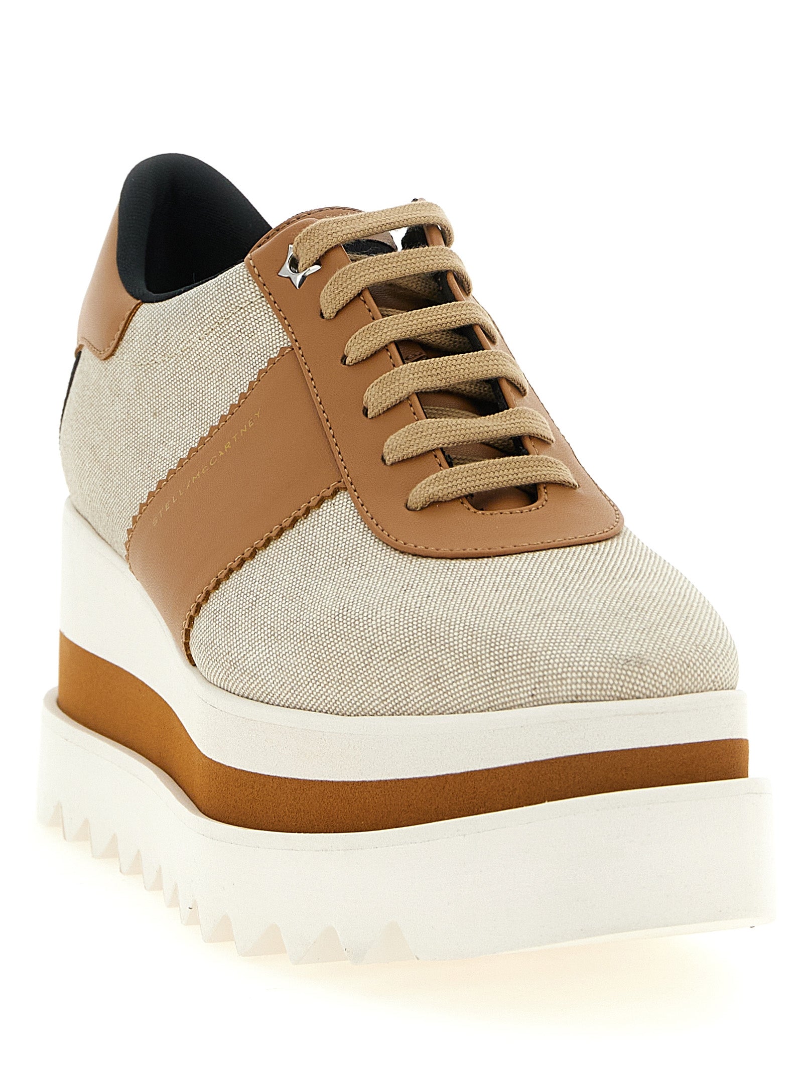 Beige Viscose Wedge Sandals