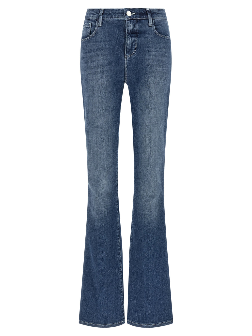 Blue Cotton Flared Jeans