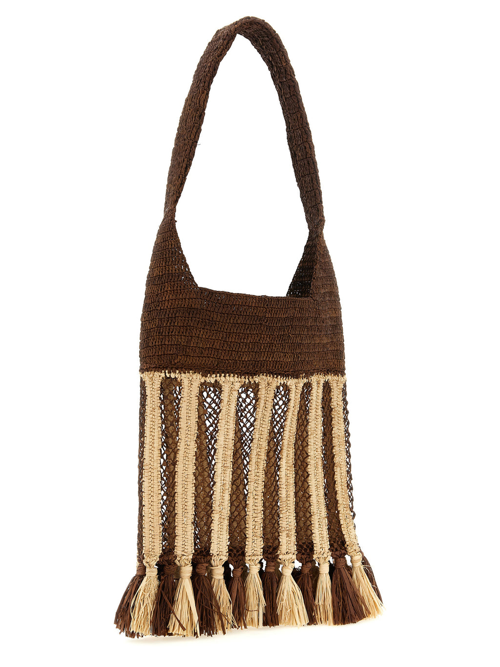 Brown Raffia Shoulder Bag