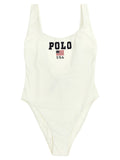 White Nylon One-Piece Swimsuit