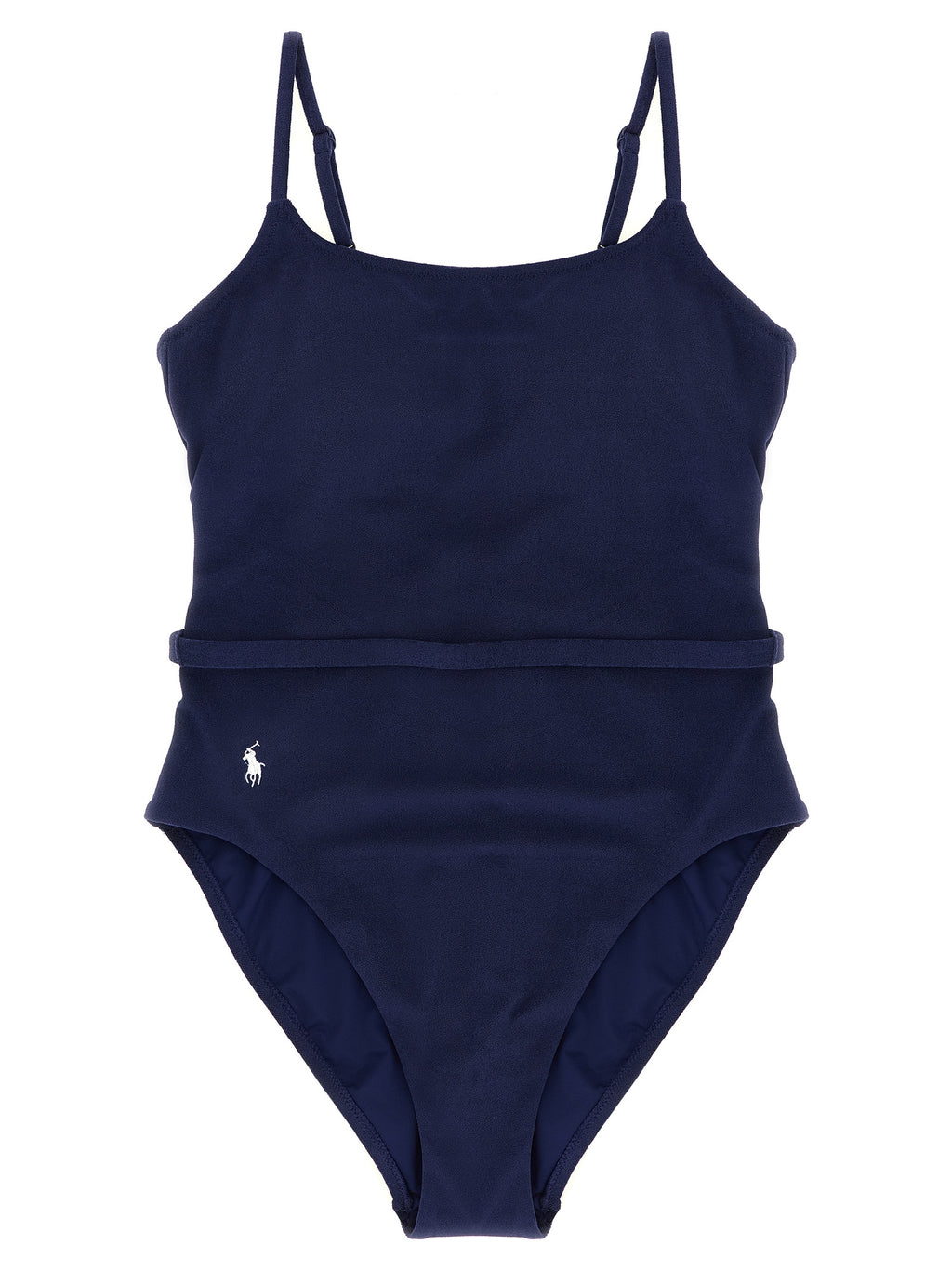 Blue Polyester One-Piece Swimsuit