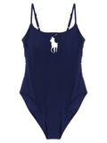 Blue Nylon One-Piece Swimsuit