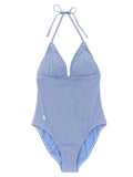 Blue Nylon One-Piece Swimsuit