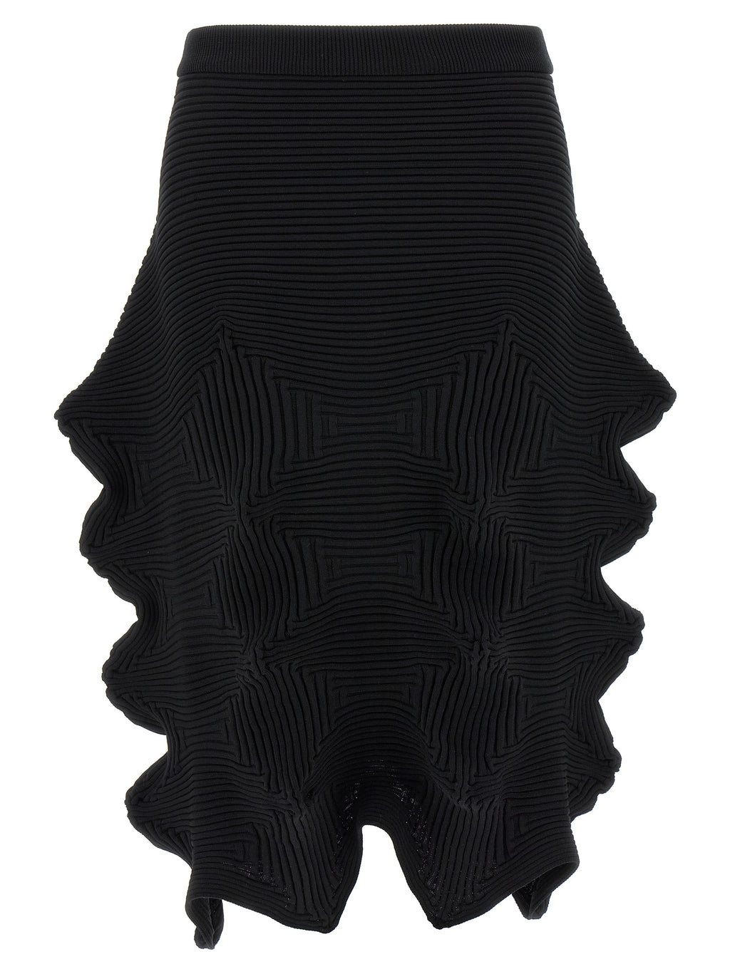 Black Polyester Midi Skirt