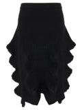 Black Polyester Midi Skirt