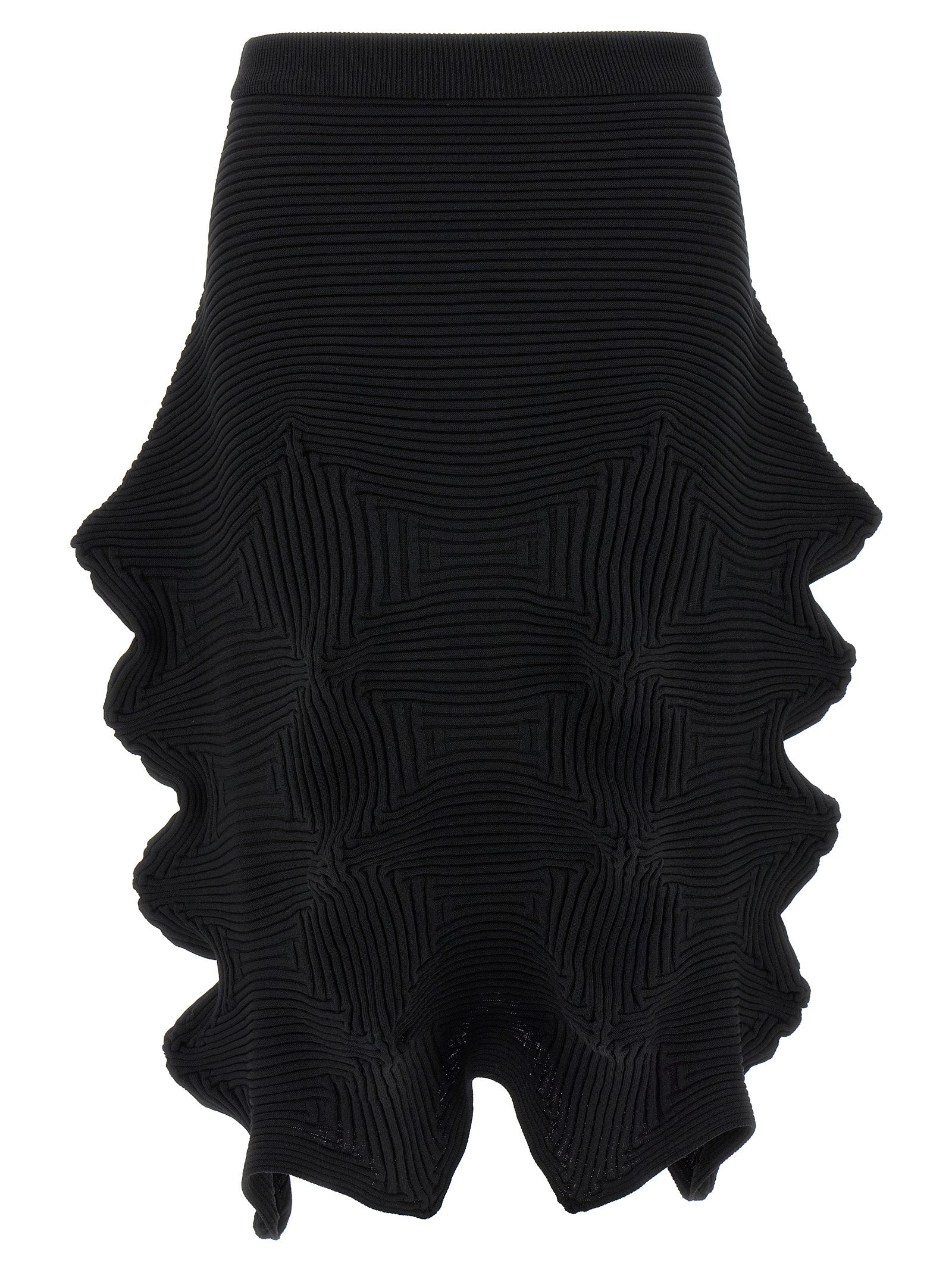 Black Polyester Midi Skirt