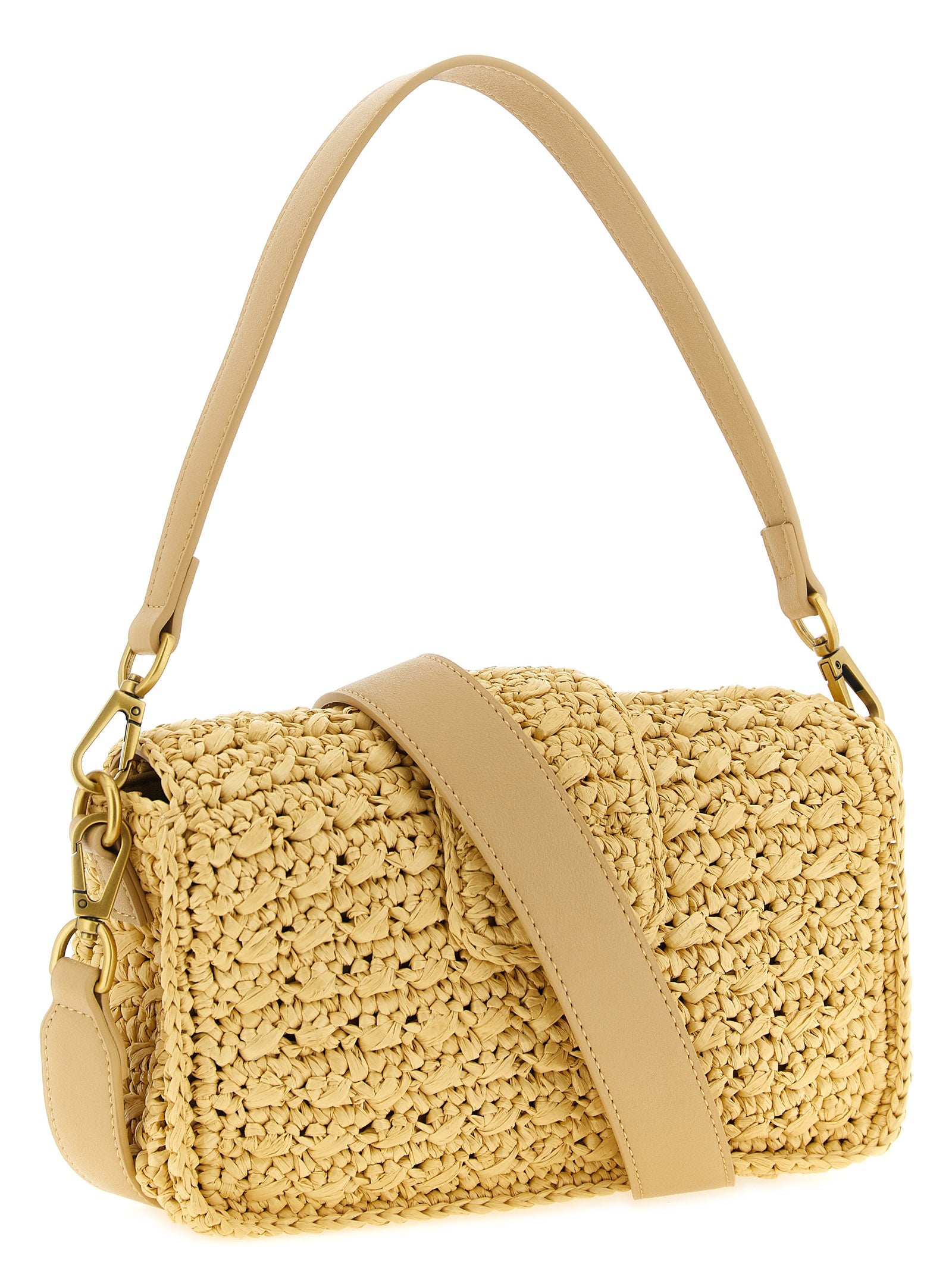 Beige Polypropylene Crossbody Bag