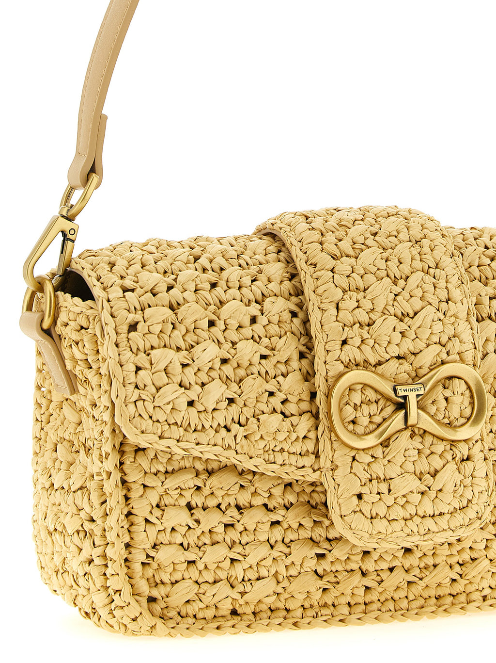 Beige Polypropylene Crossbody Bag