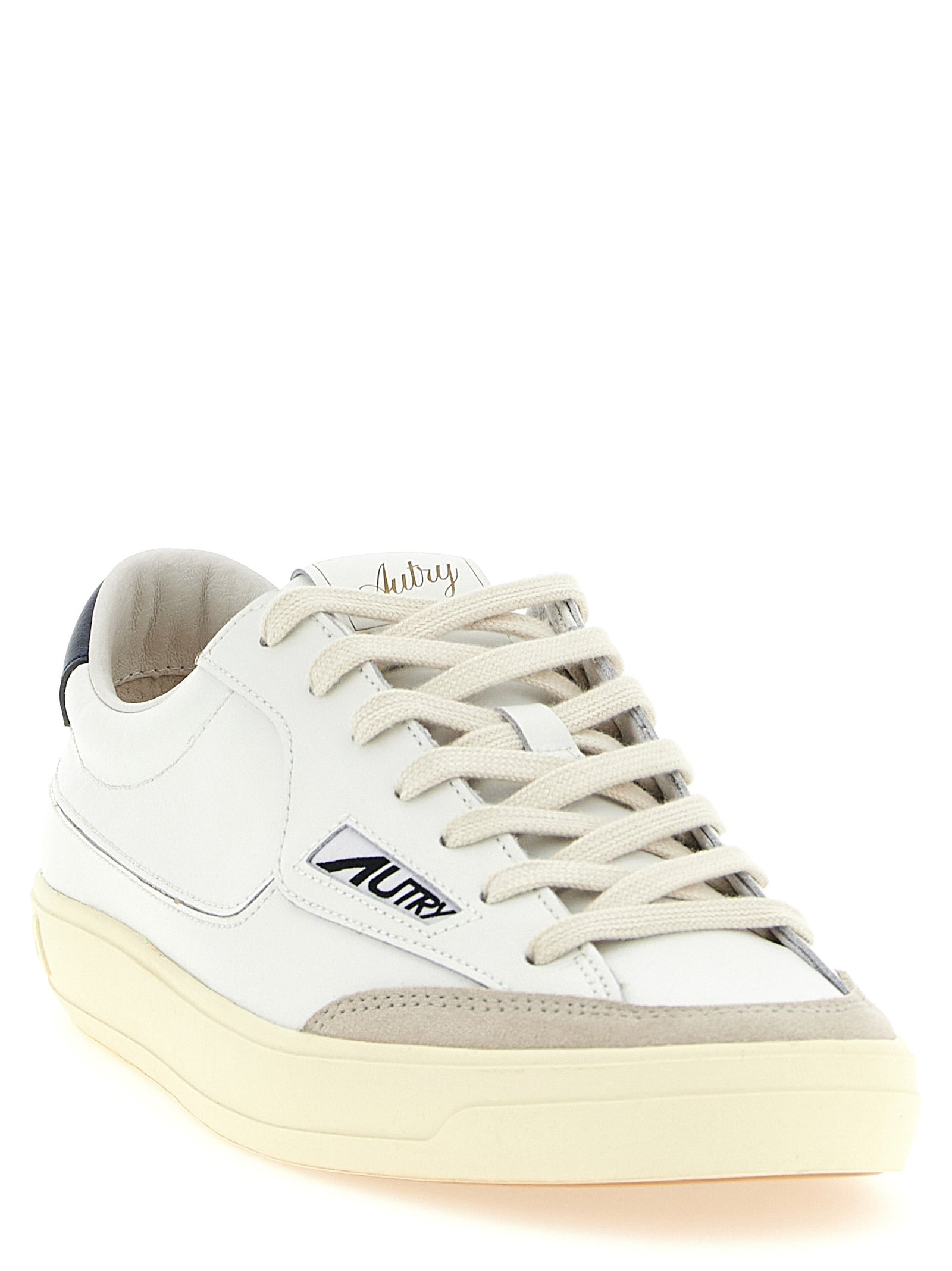White Cowhide Low Top Sneakers