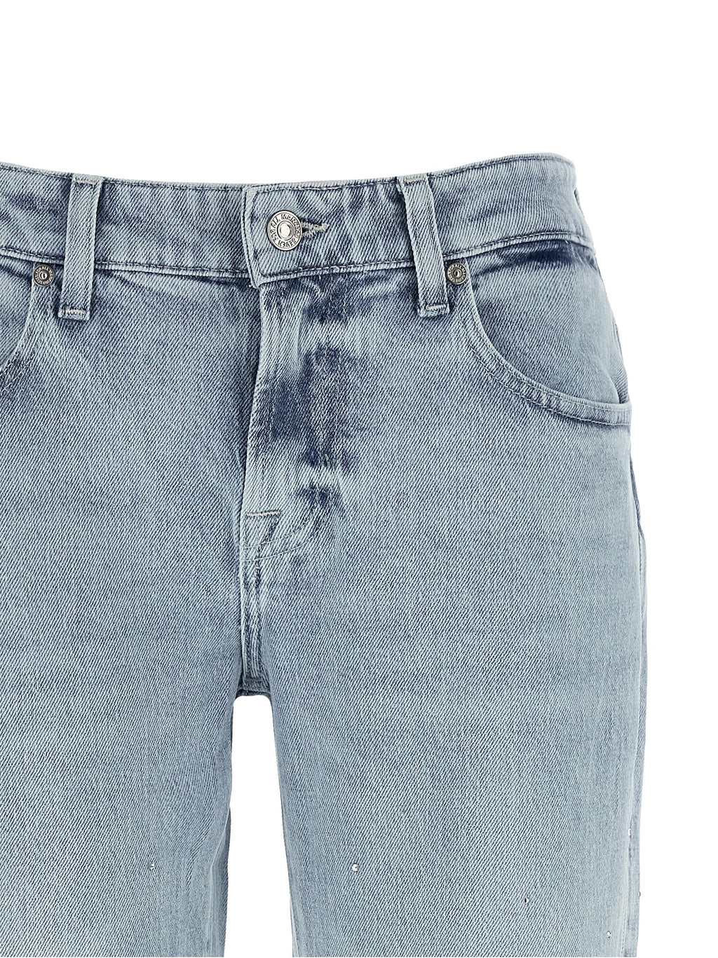 Blue Cotton Straight-Leg Jeans