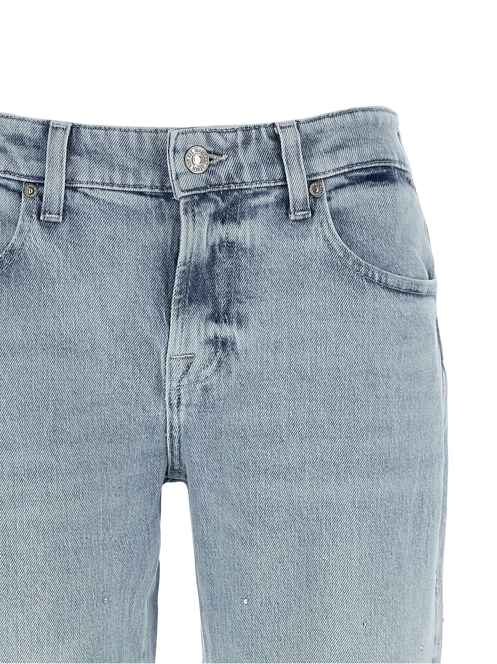Blue Cotton Straight-Leg Jeans