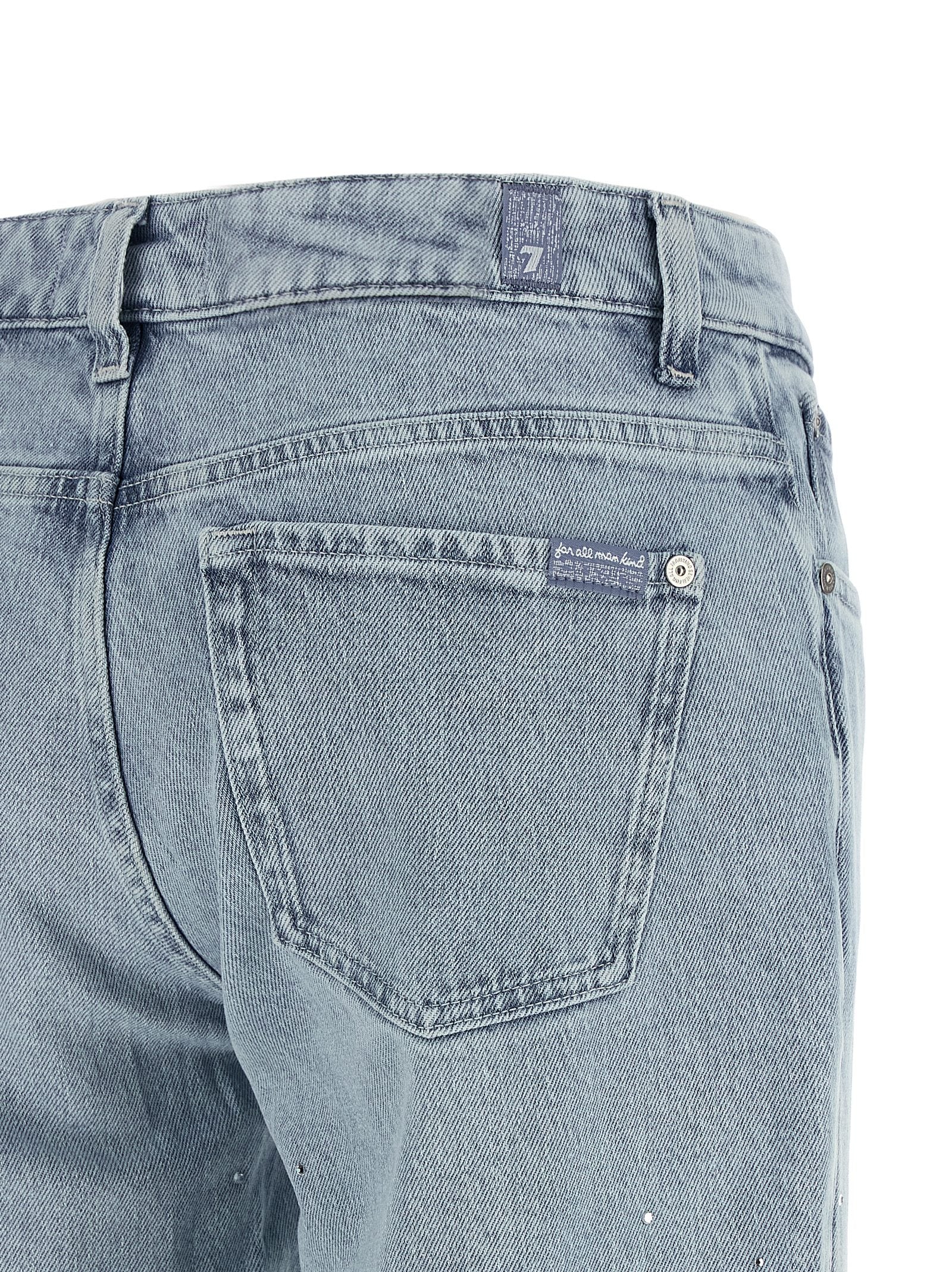 Blue Cotton Straight-Leg Jeans
