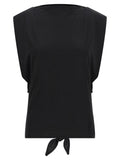 Black Paper Sleeveles T-Shirt