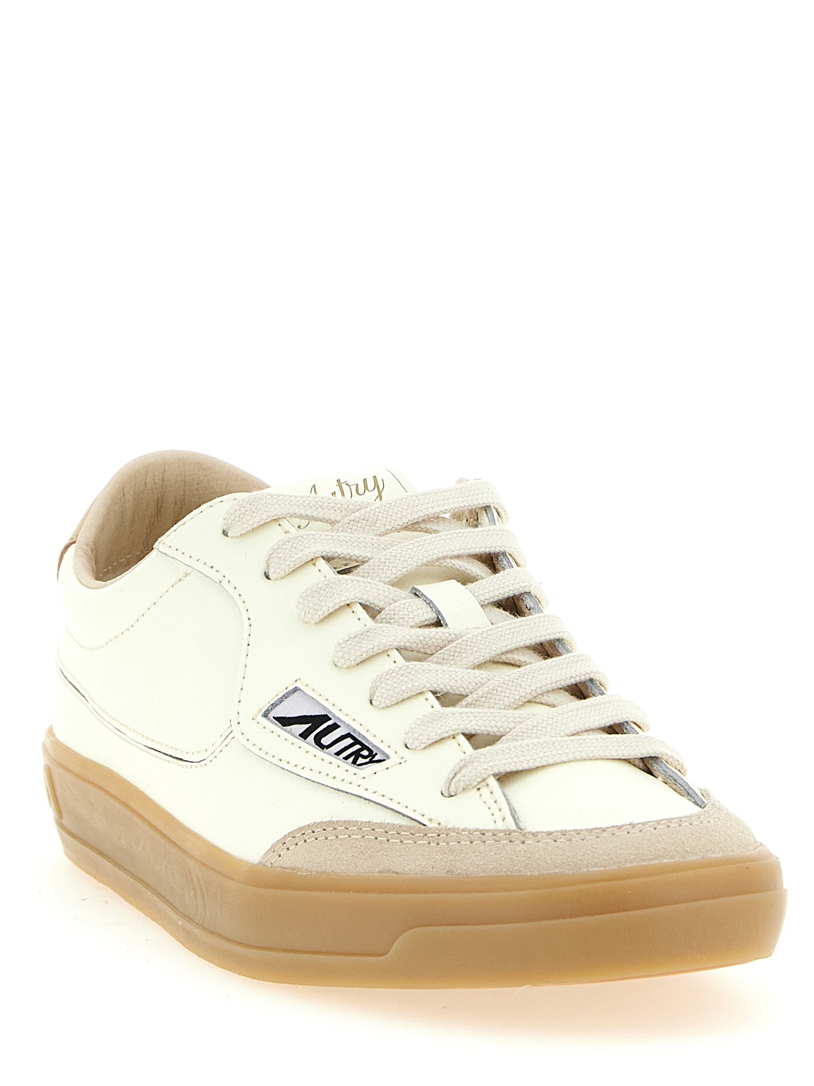 Beige Cowhide Low Top Sneakers