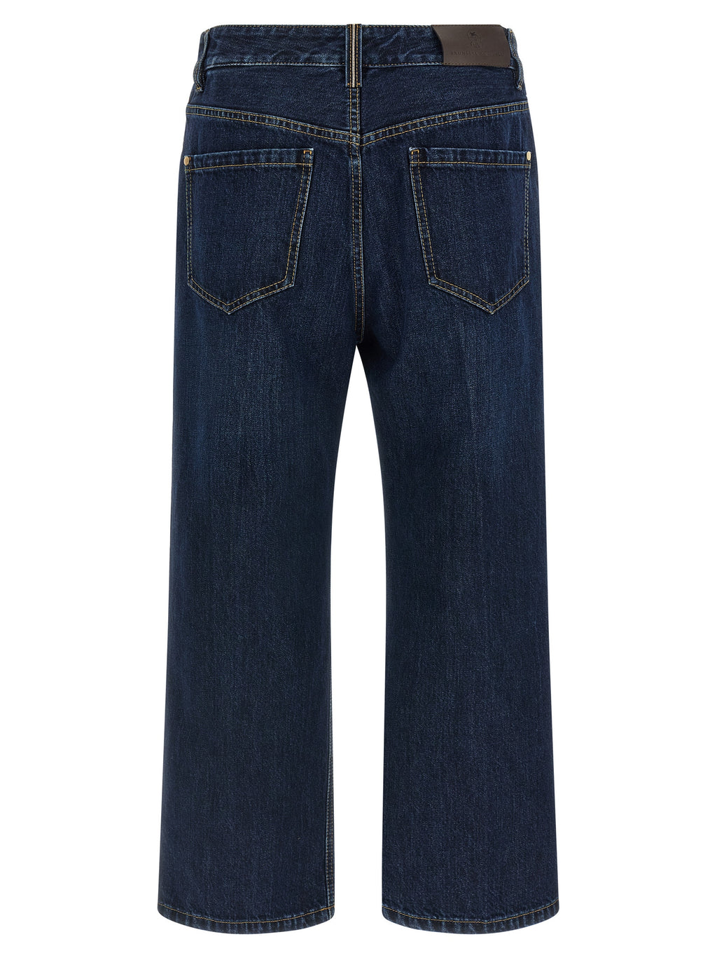 Blue Cotton Cropped Jeans