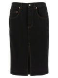 Black Cotton Midi Skirt