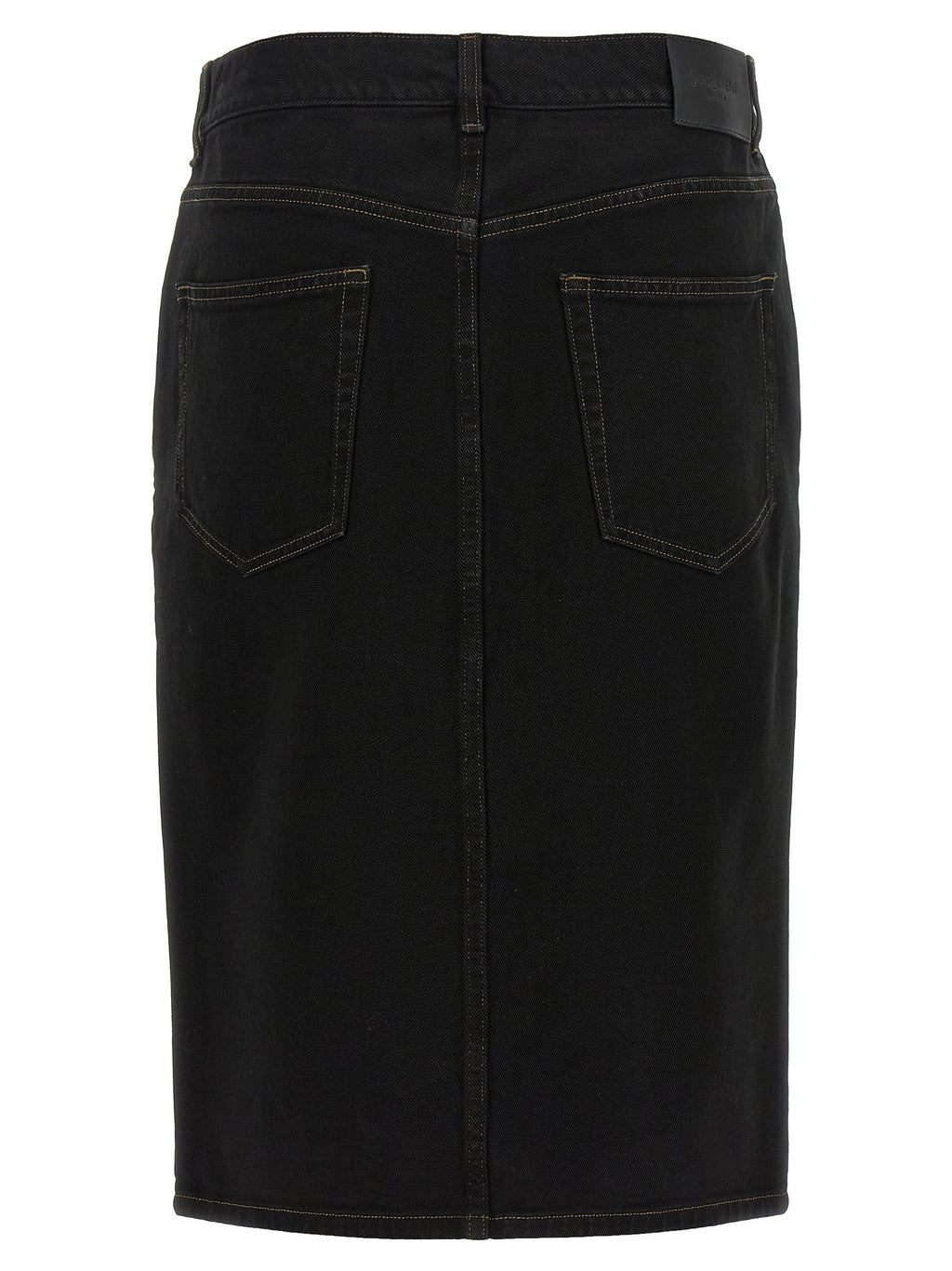 Black Cotton Midi Skirt