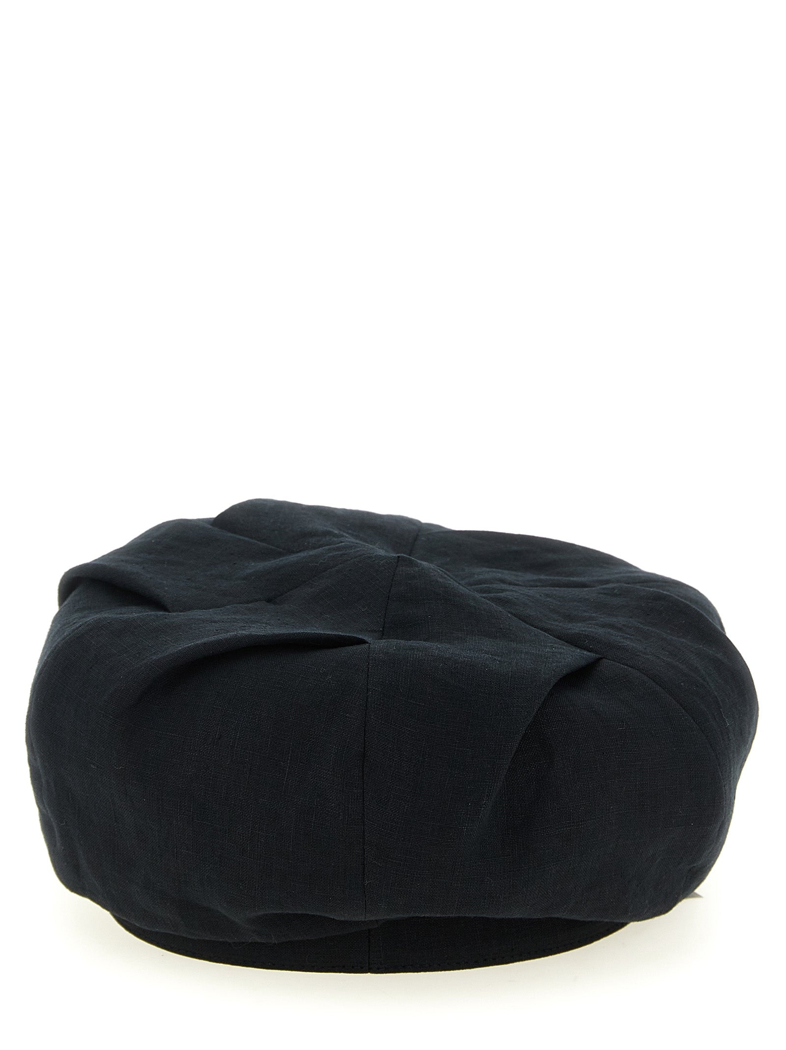 Black Linen Fatcap Hat