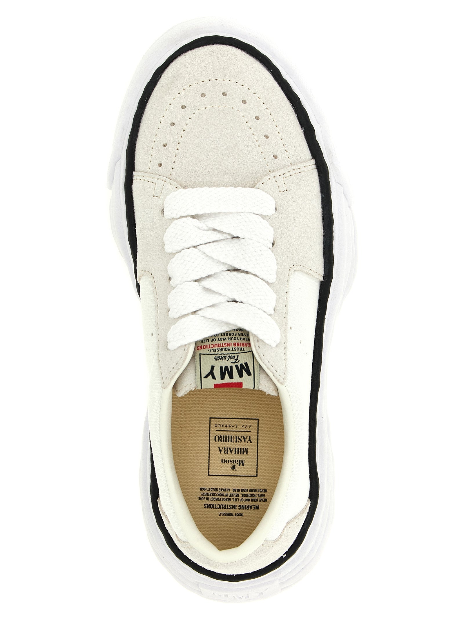 White Cowhide Platform Sneakers