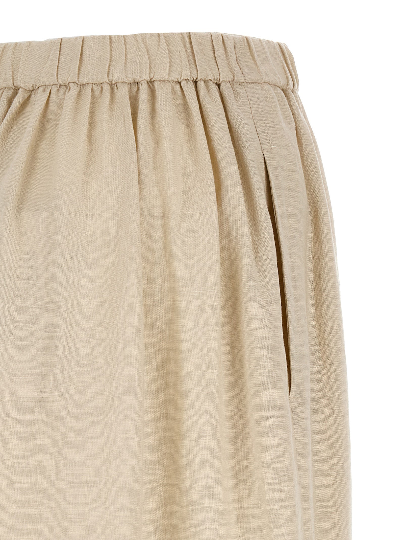 Beige Linen Mini Skirt