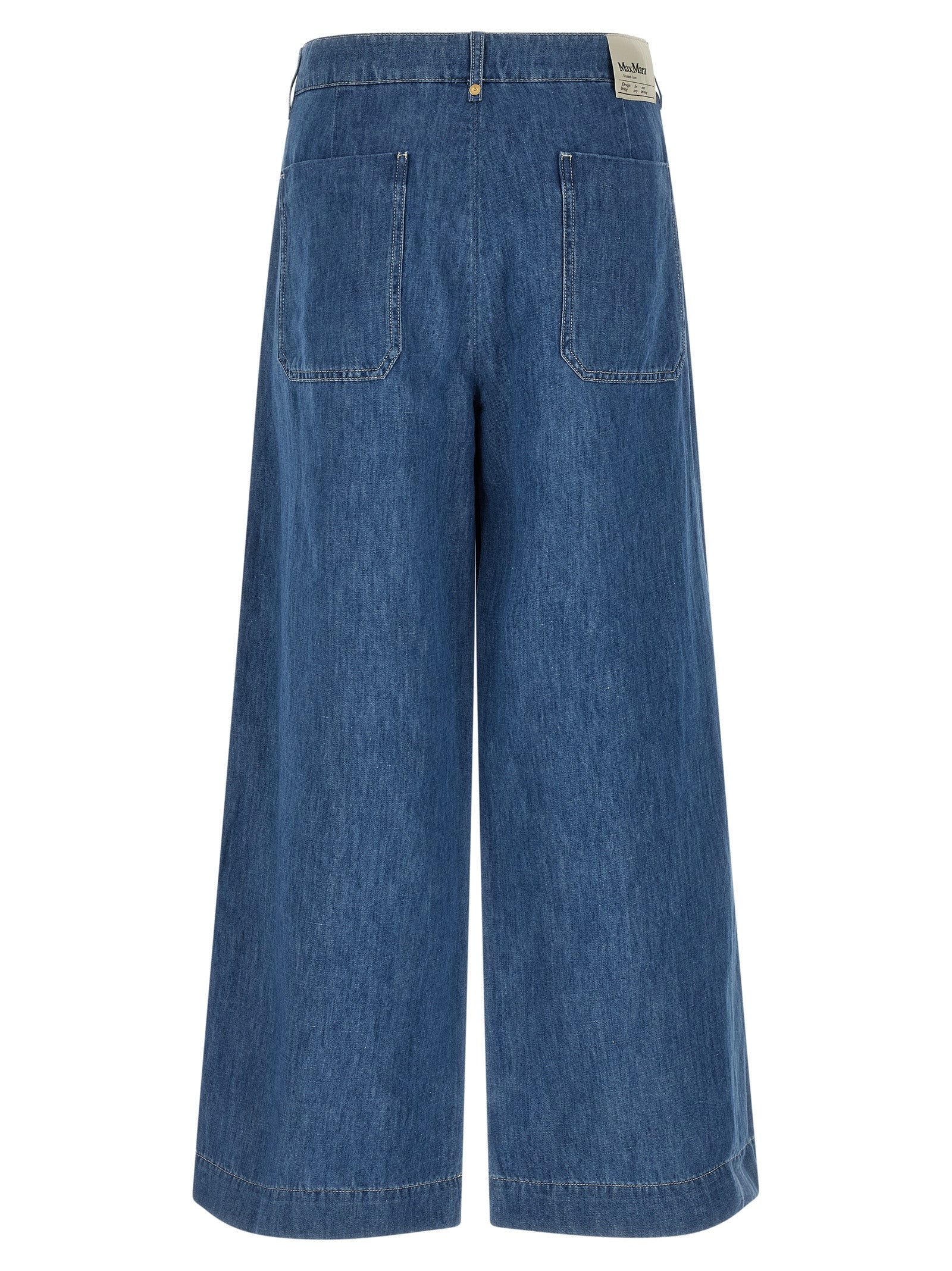 Blue Cotton Cropped Jeans