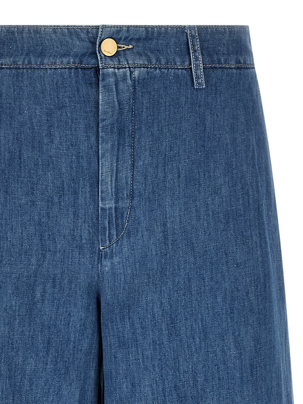 Blue Cotton Cropped Jeans