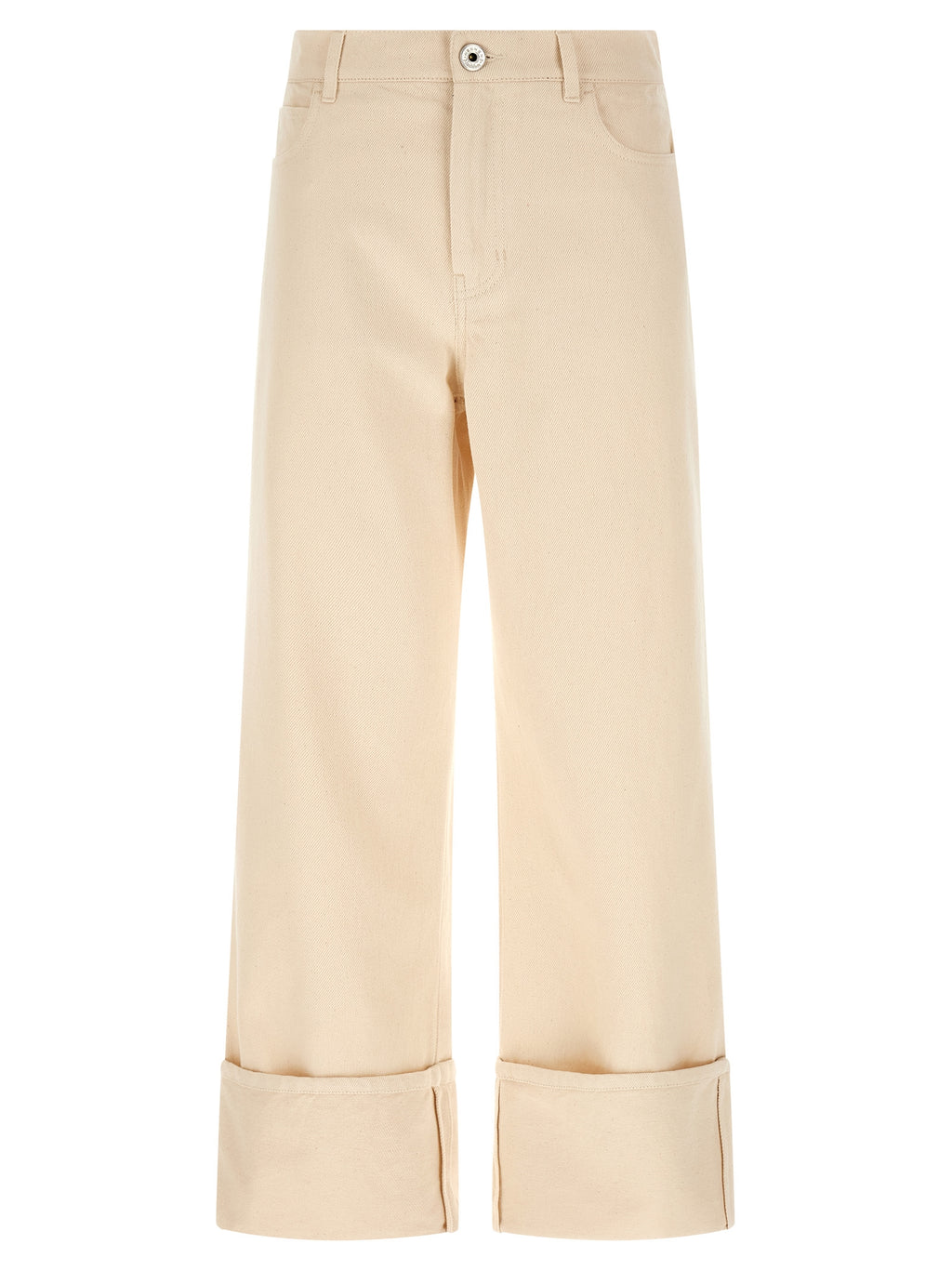 Beige Cotton Cropped Pants