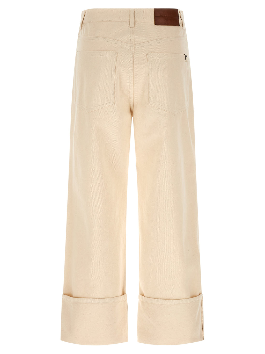 Beige Cotton Cropped Pants