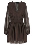 Brown Cotton Short Dress