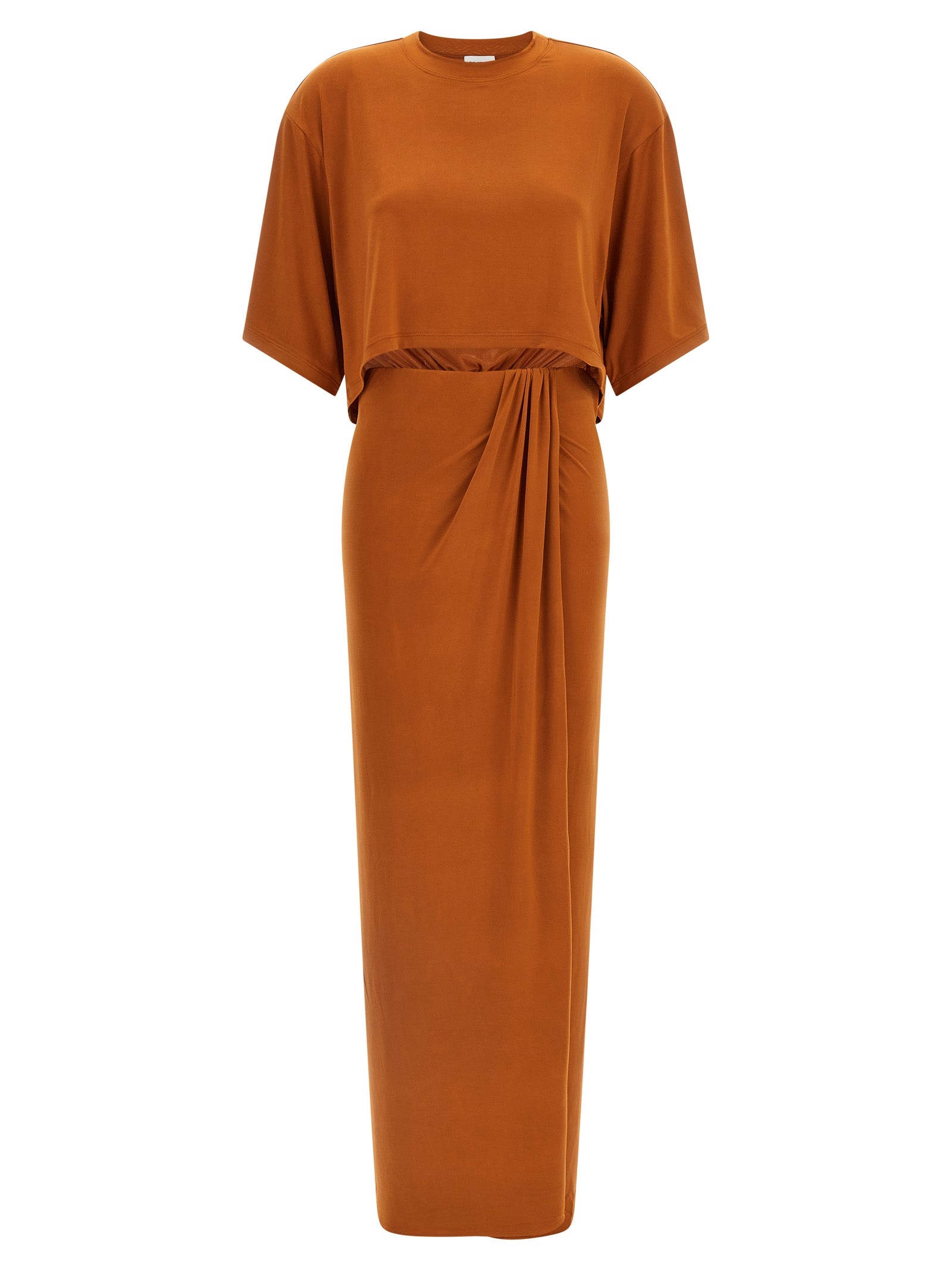 Orange Polyester Long Dress