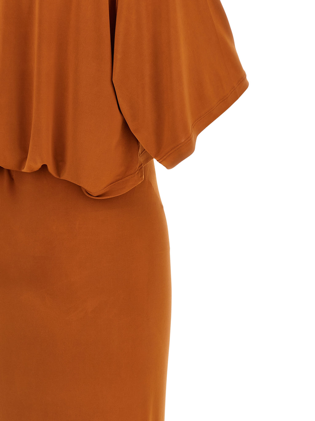 Orange Polyester Long Dress