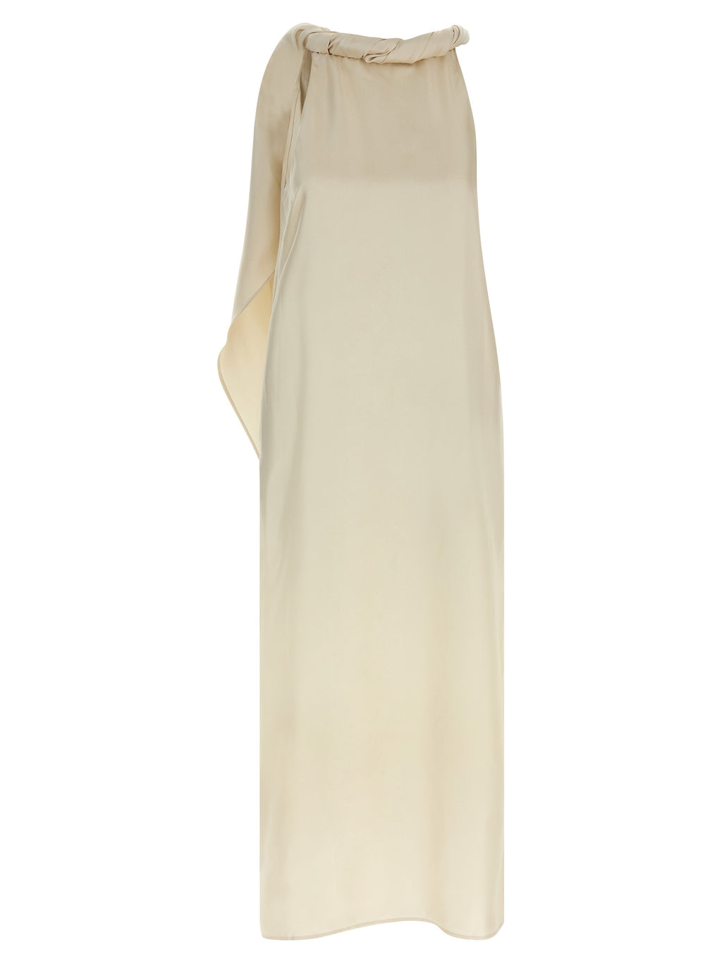 Beige Silk Midi Dress
