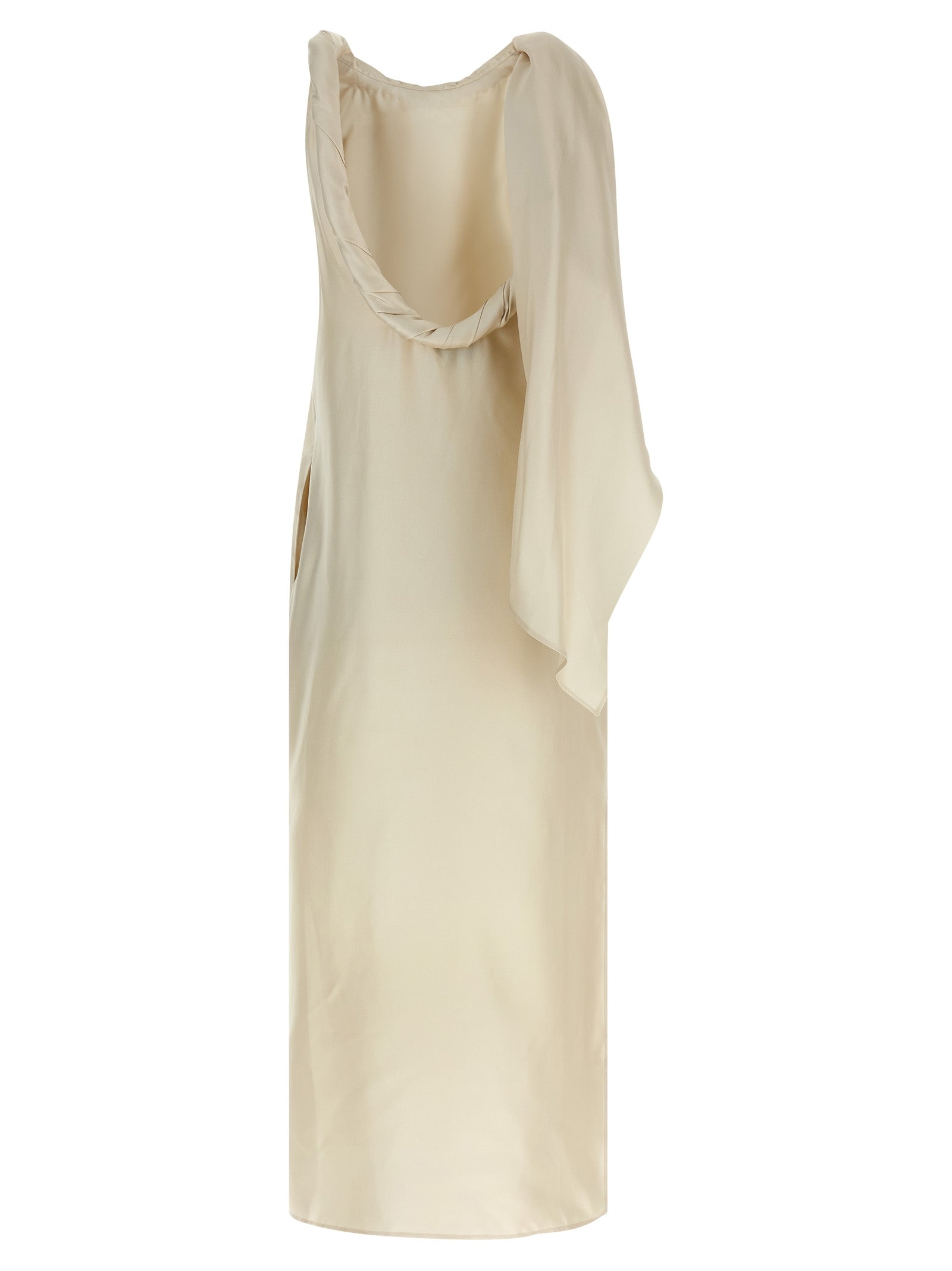 Beige Silk Midi Dress
