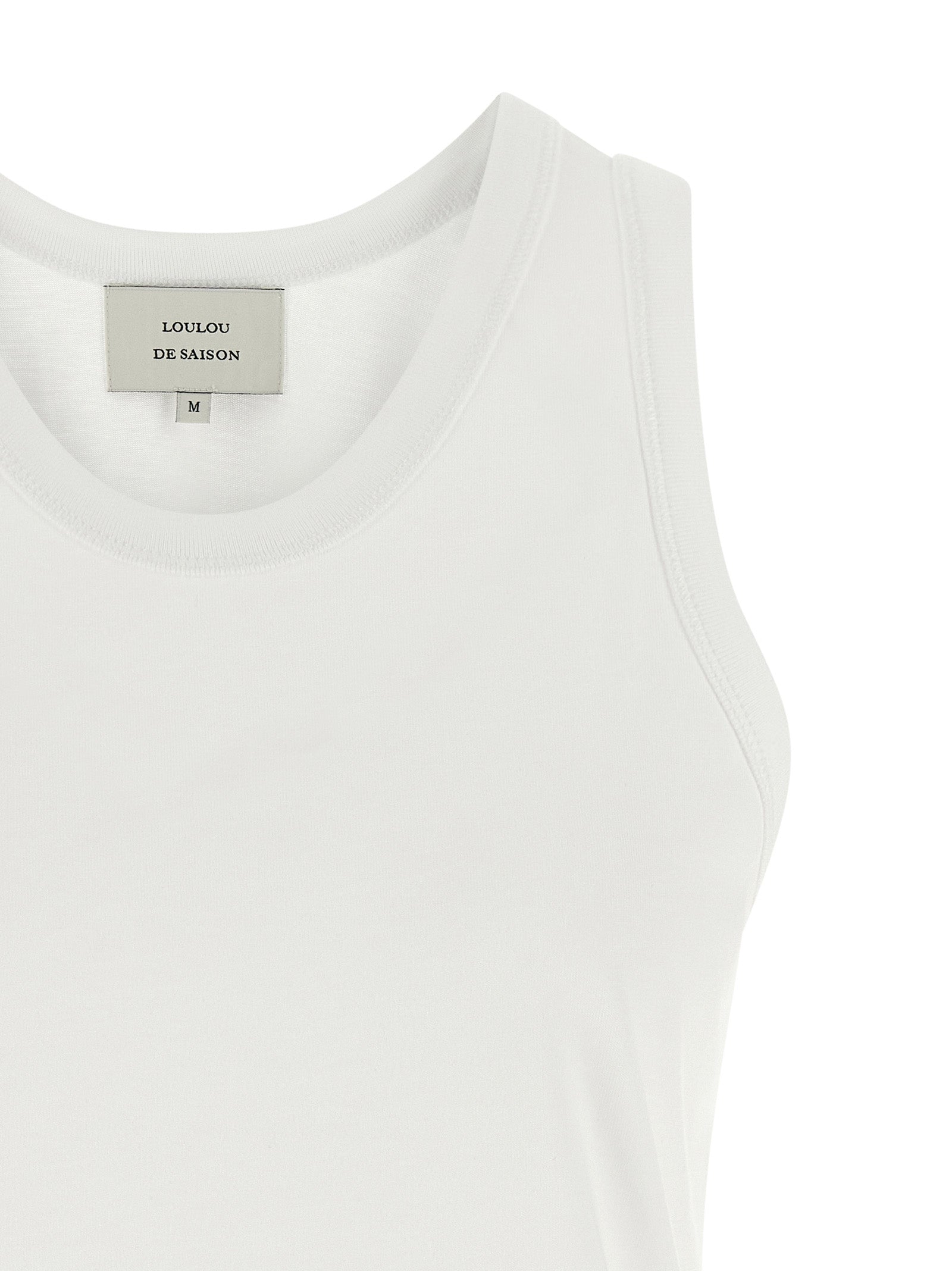 White Cotton Sleeveles T-Shirt