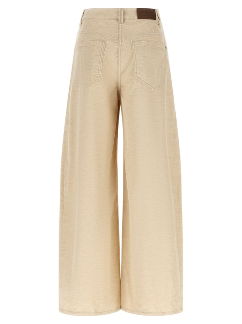 Beige Cotton Casual Pants