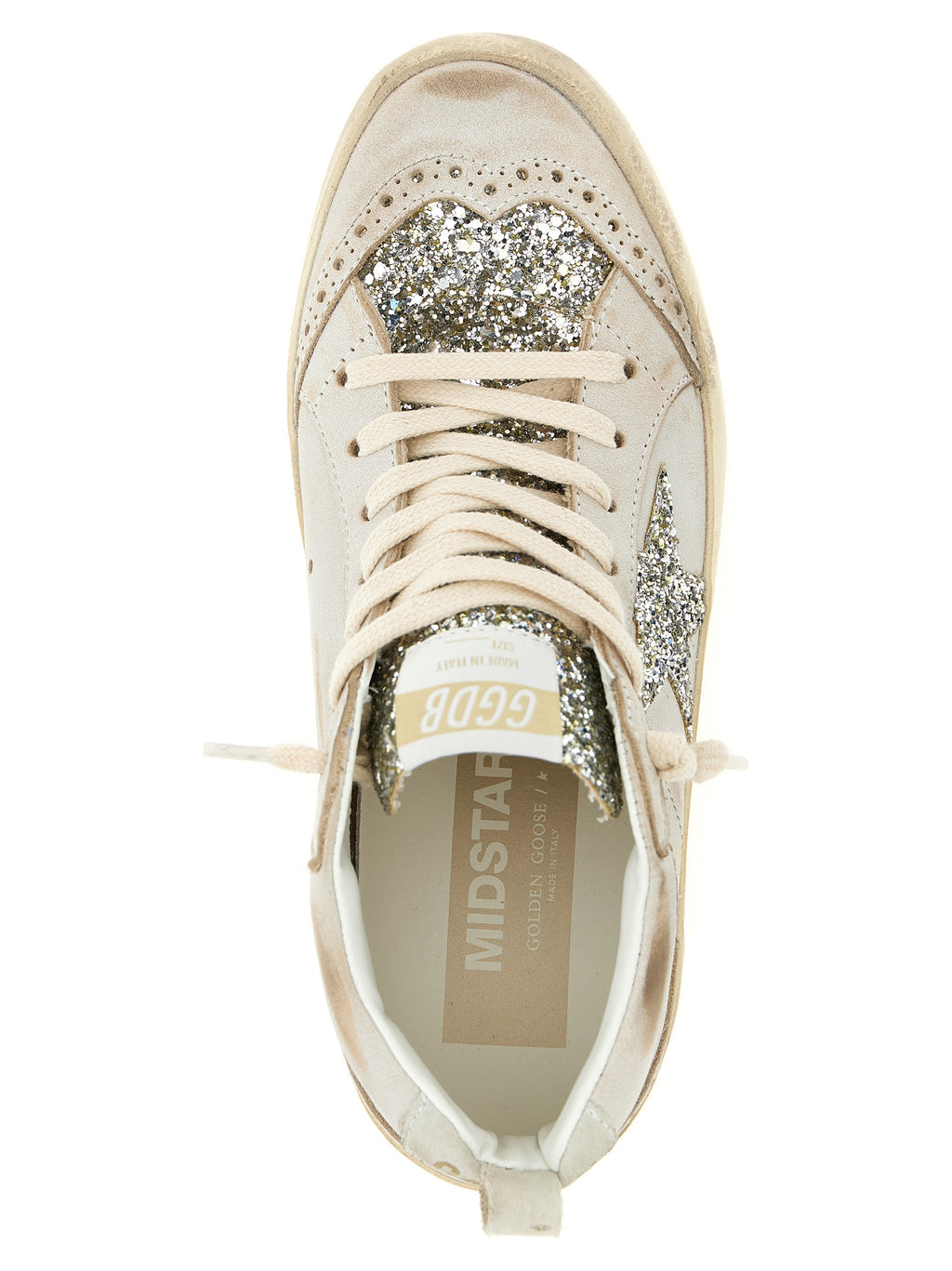 Beige Leather High Top Sneakers