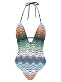 Multicolor Polyester One-Piece Swimsuit
