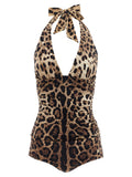 Brown Polyamide One-Piece Swimsuit