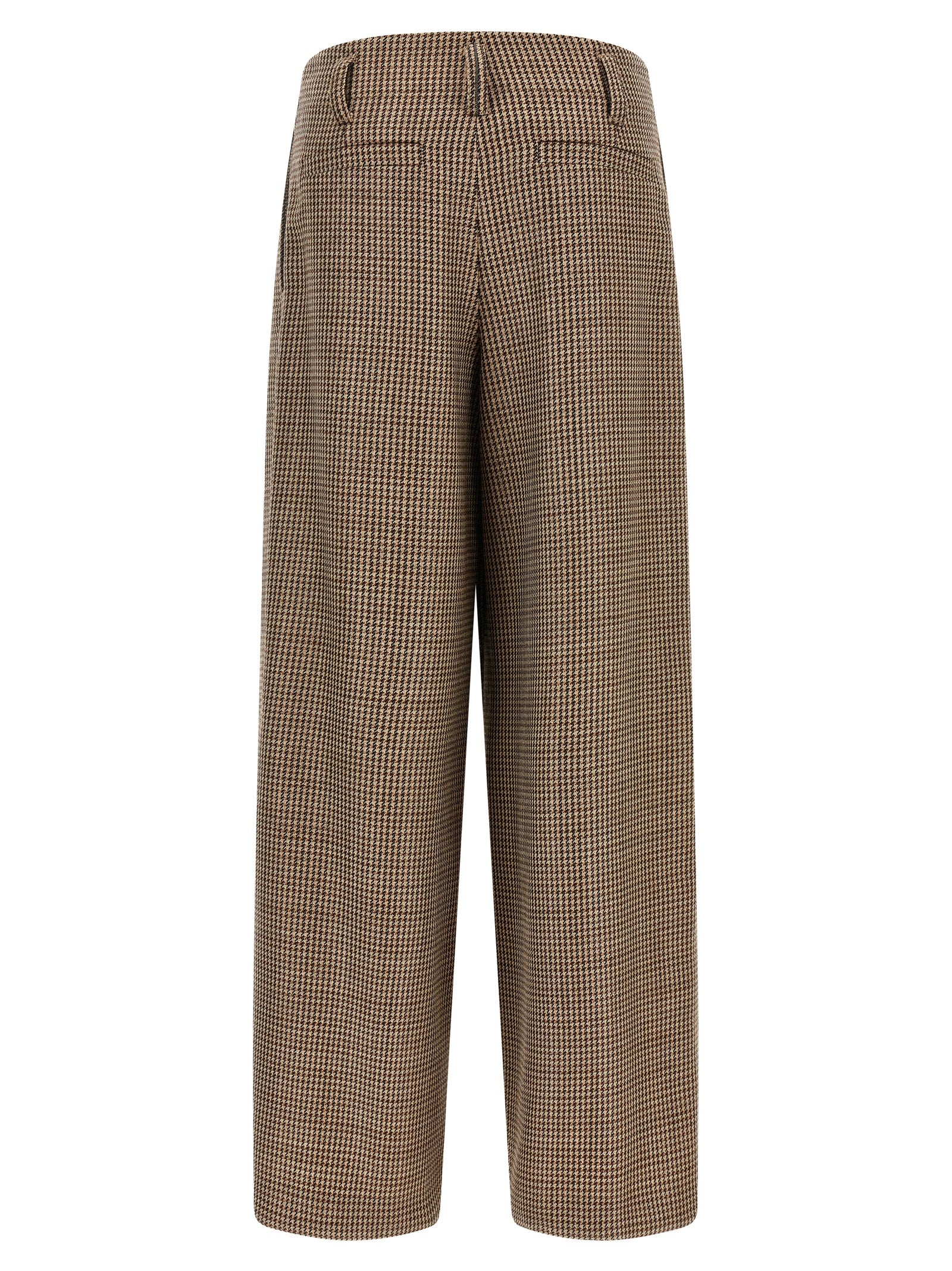 Brown Virgin Wool Flared Pants