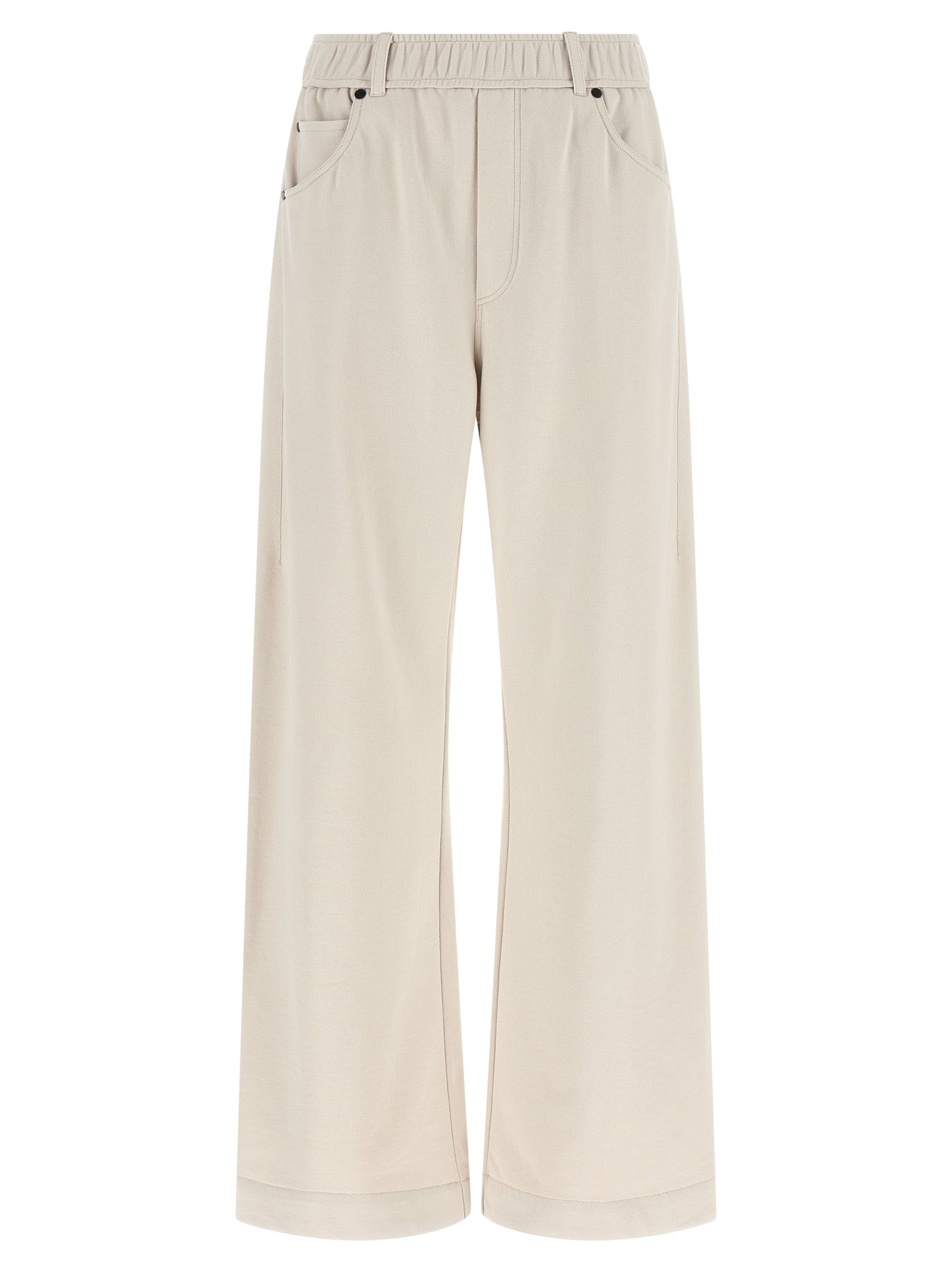 Beige Cotton Athletic Pants