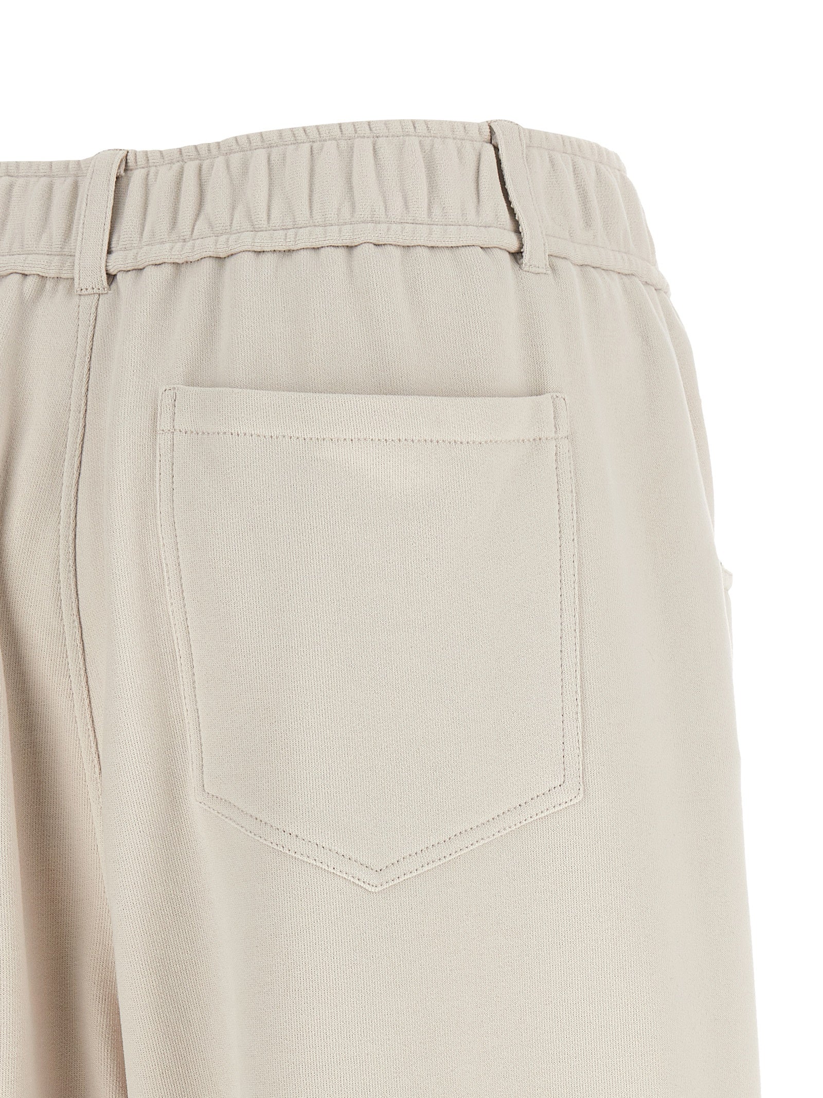 Beige Cotton Athletic Pants