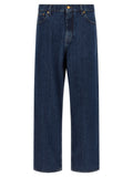 Blue Cotton Straight-Leg Jeans