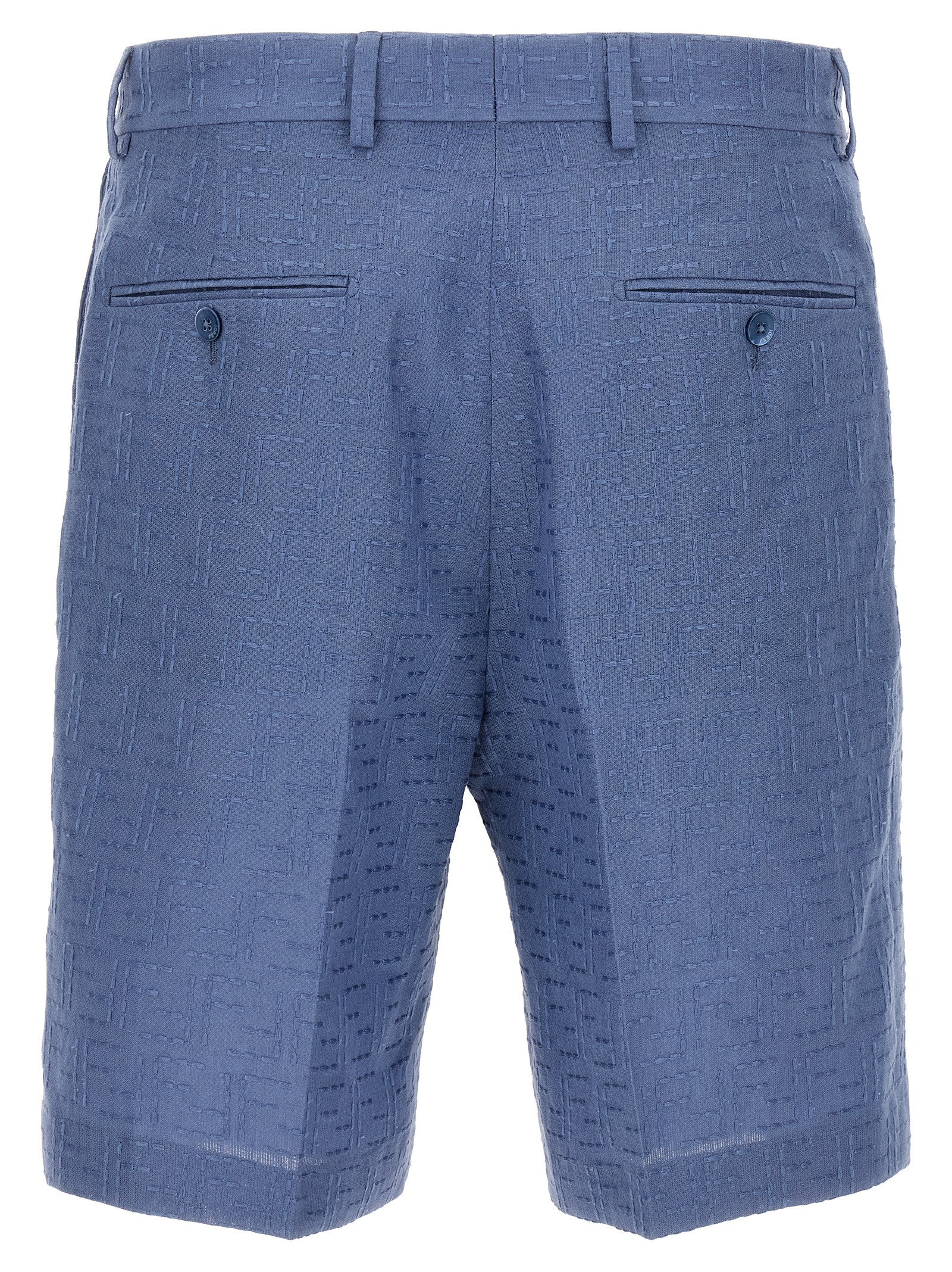 Blue Linen Bermuda Shorts