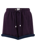 Purple Cotton Bermuda Shorts