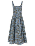 Blue Cotton Midi Dress