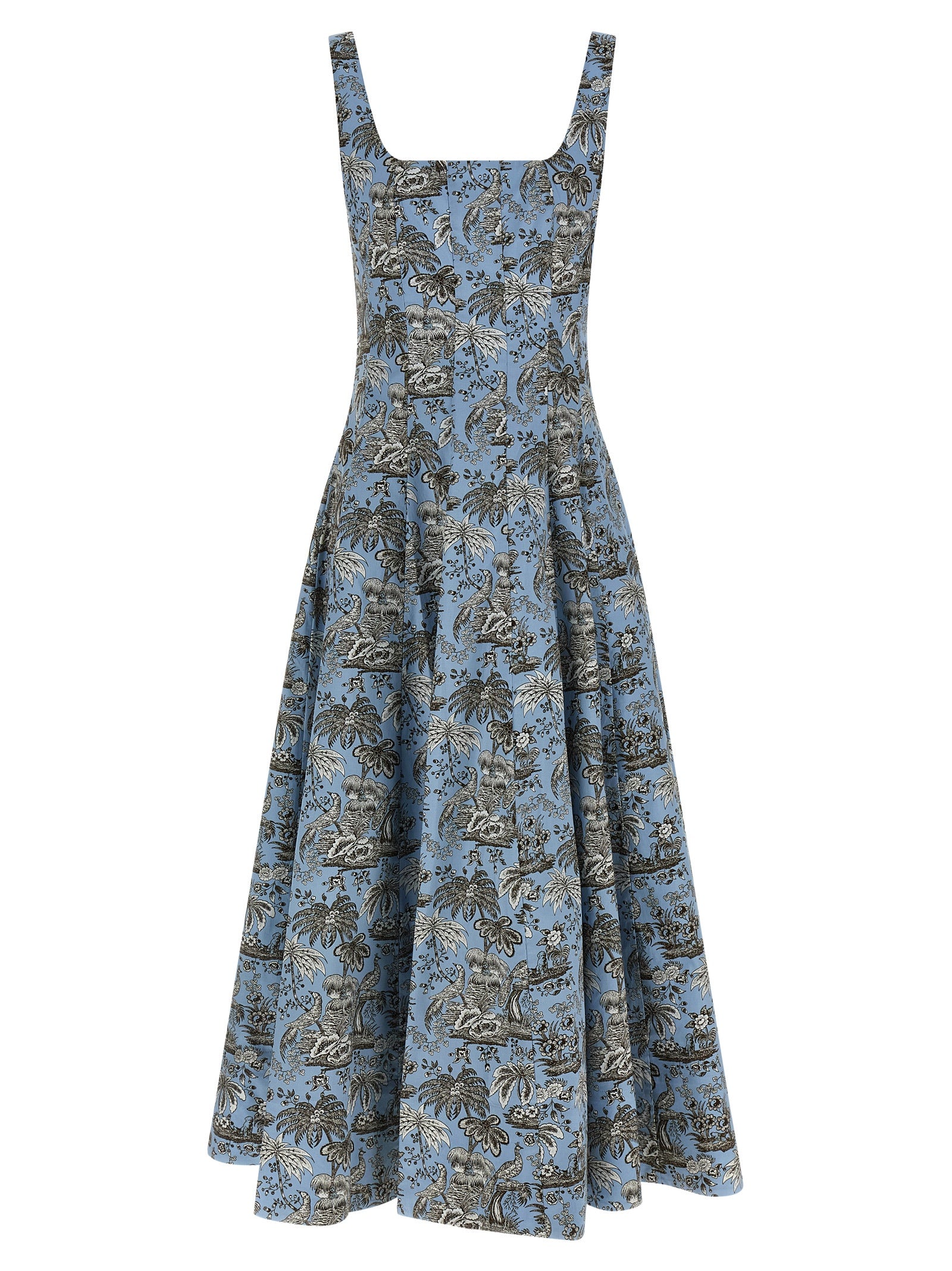 Blue Cotton Midi Dress